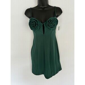 NWT AFFRM Women’s Green Bodycon Mini Dress Flower Bust Size M